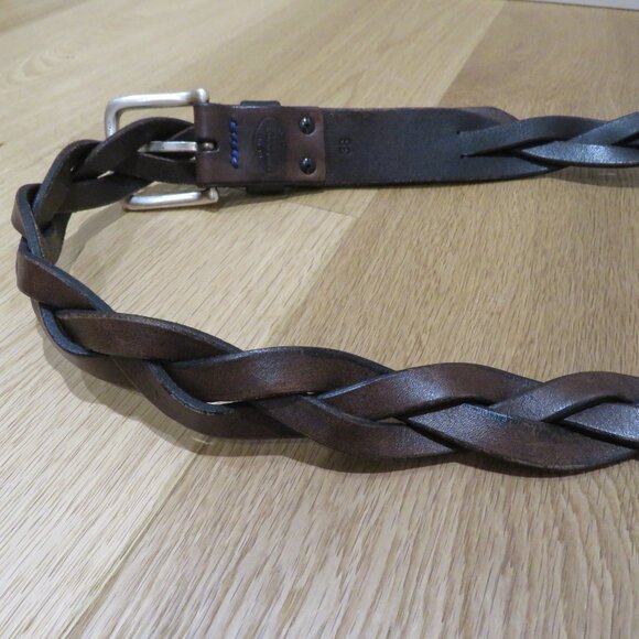 PHANTASMAGORIA LEATHER Dylan Braided Leather Belt in Dark Brown Western Size 38 - Picture 5 of 12